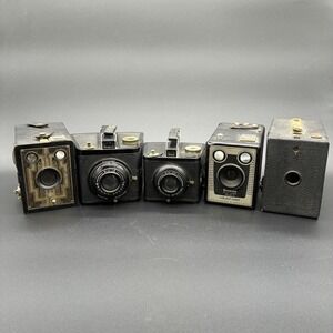 Vintage Kodak Brownie Box Camera Lot of 5 Six-20 Six-16 Model D Untested